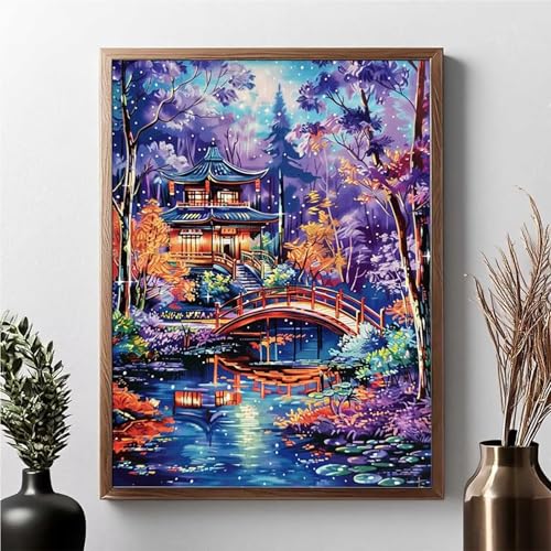 Diamond Painting Landschaft, Diamond Painting Erwachsene Blume Diamant Malerei Bilder Full Drill 5D Diamonds Art Stickerei Set Geeignet Als Geschenk, Zur Entspannung und Wanddeko 40 x 50 cm JPF D-I von JEPGFOU