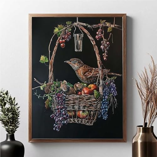 Diamond Painting Obst, Diamond Painting Erwachsene Vogel Diamant Malerei Bilder Full Drill 5D DIY Diamont Art Stickerei Set Geeignet Als Geschenk, Zur Entspannung und Wanddeko 30x40cm JPF R-9 von JEPGFOU