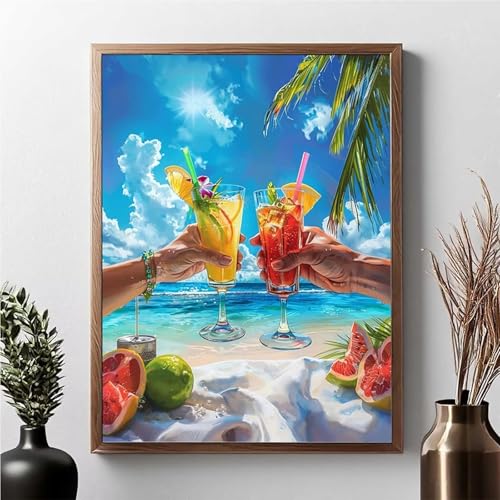 Diamond Painting Sea, Diamond Painting Erwachsene Obst Diamant Malerei Bilder Full Drill 5D DIY Diamont Art Stickerei Set Geeignet Als Geschenk, Zur Entspannung und Wanddeko 60 x 80 cm JPF 2-8 von JEPGFOU