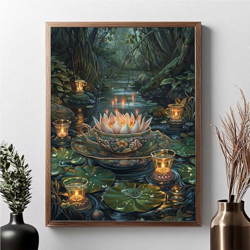 Diamond Painting Seerose, Diamond Painting Erwachsene Blume Diamant Malerei Bilder Full Drill 5D DIY Diamont Art Stickerei Set Geeignet Als Geschenk, Zur Entspannung und Wanddeko 50 x 70 cm JPF S-S von JEPGFOU