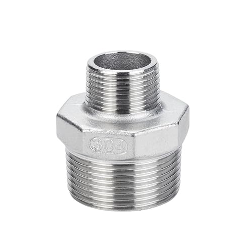 304 Edelstahl, sechseckiger Außendraht auf Draht, Kopf mit variablem Durchmesser, Außenzahn, direkte kurze Verbindung, gerade durch Innenrohrverschraubung, 1 Zoll(G1/2*G3/8) von JEQGDLUI