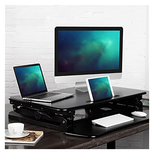 JEQGDLUI M1L EasyUp Höhenverstellbarer Sitz-Steh-Schreibtisch-Riser, Faltbarer Laptop-Schreibtisch, Notebook-/Monitorhalter mit Tastaturablage(Black) von JEQGDLUI