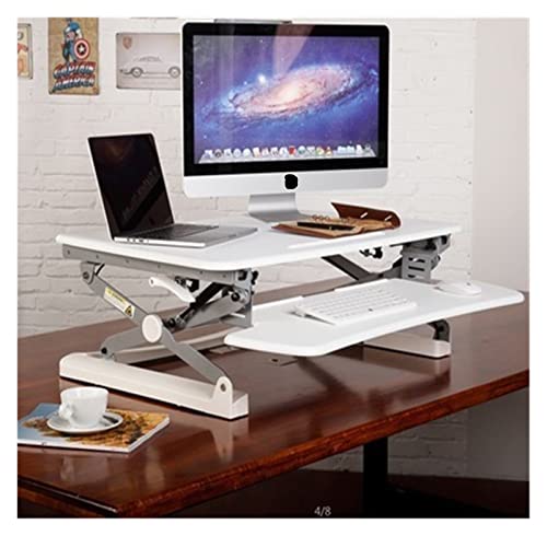 JEQGDLUI M1L EasyUp Höhenverstellbarer Sitz-Steh-Schreibtisch-Riser, Faltbarer Laptop-Schreibtisch, Notebook-/Monitorhalter mit Tastaturablage(White) von JEQGDLUI