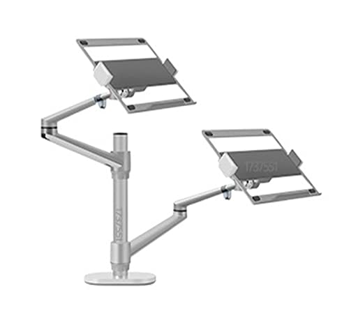 JEQGDLUI OL-13L Silber Ergonomie 10"-17" Doppelter Laptop-Ständer, Desktop-PC-Halterung, Computer-Notebook-Halterung, Dual-Arm(OL-13L Silver) von JEQGDLUI