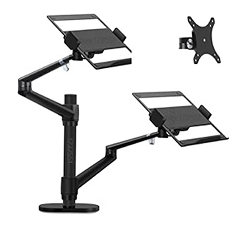 JEQGDLUI OL-13L Silber Ergonomie 10"-17" Doppelter Laptop-Ständer, Desktop-PC-Halterung, Computer-Notebook-Halterung, Dual-Arm(OL-13L-V Black) von JEQGDLUI