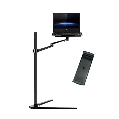 JEQGDLUI UP-8A Multifunktions-3-in-1-Computer-Bodenständer for Laptop/Tablet-PC/Smartphone-Halterung, höhen-/winkelverstellbar mit Mausablage(Black) von JEQGDLUI