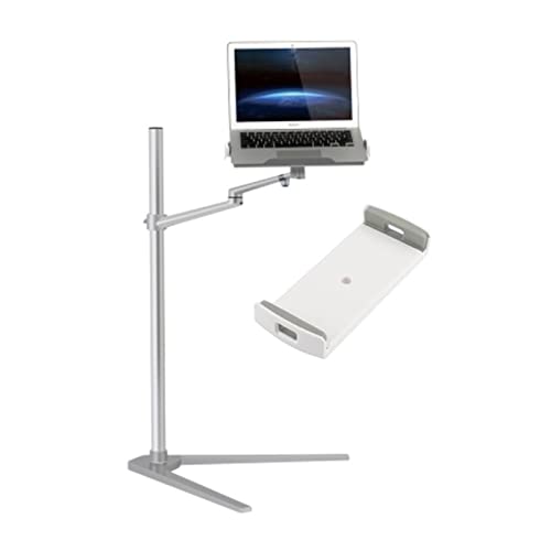 JEQGDLUI UP-8A Multifunktions-3-in-1-Computer-Bodenständer for Laptop/Tablet-PC/Smartphone-Halterung, höhen-/winkelverstellbar mit Mausablage(Silver) von JEQGDLUI