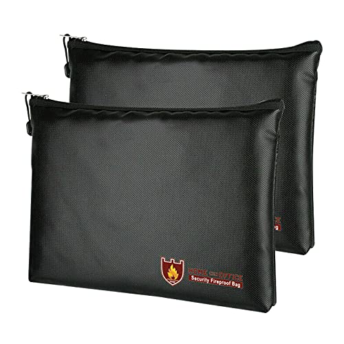 2 Stück Feuerfeste Dokumententasche 34x25cm,Wasserdichte Feuerbeständige Tasche,Tresor Feuerfest Geldscheine Aufbewahrung, Große Kapazität Aktentasche Für Dokumente/Geld/Passport/Bankdatei Und Bargeld von JEROOP