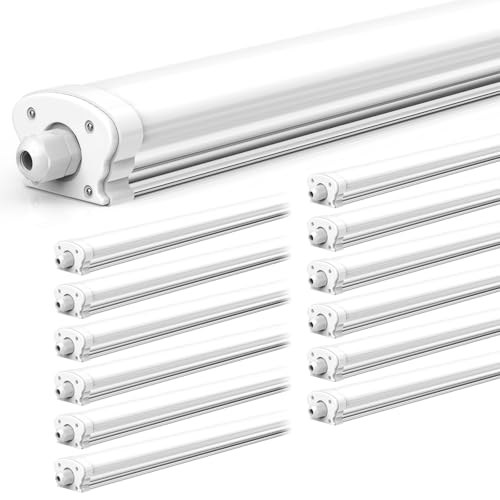 JESLED - 12er Set LED Feuchtraumleuchte 120cm IP65-30W 5200 Lumen - 4000K Neutralweiß - Verknüpfbar - Kellerleuchte, Nassraumleuchte - Feuchtraum Wannenleuchte von JESLED