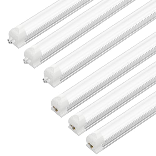 JESLED LED Röhre 120cm Komplett Set mit Fassung, 36W 4000K 5940LM LED Werkstattlampe Erweiterbar, Milchige Abdeckung Led Lichtleiste, Unterbauleuchte, Kellerlampe, Garagenlampe, Röhrenlampe, 6 Stück von JESLED