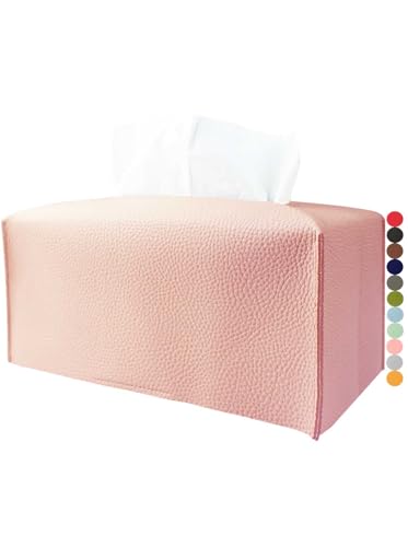 Rechteckige Taschentuchbox-Abdeckung, rosa – normale Größe, Leder, rechteckige Taschentuchbox-Abdeckung [Jesmini] Kunstleder-Tücherbox-Halter, lang für normale rechteckige Kosmetiktücherbox von JESMINI