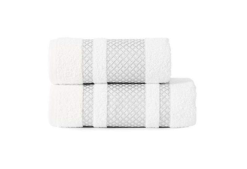 JESSIS TEX Handtuch Set Handtuch EDEL, Baumwolle 4-Tlg. Handtuch Set, Weiß-Silber, (Set, 4-St), einfarbiges Handtuch-Set, Baumwolle, 2x Handtuch & 2x Badetuch von JESSIS TEX