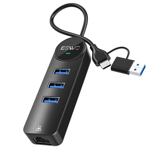 JESWO USB LAN Adapter, USB-C/3.0 Ethernet Hub mit 3 USB3.0 Anschlüssen und 1000Mbps Gigabit Ethernet, USB-Netzwerkadapter für MacBook Surface iMac Chromebook Linux usw JESWO USB LAN Adapter, USB-C/3.0 Ethernet Hub mit 3 USB3.0 Anschlüssen und 1000Mbps Gigabit Ethernet, USB-Netzwerkadapter für MacBook Surface iMac Chromebook Linux usw von JESWO