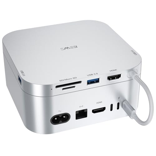 Mac Mini M4 Hub mit NVMe SSD Gehäuse, USB C Dock mit 2 USB-C, USB-A Datenanschluss, SD-Kartenleser für Mac Mini M4, M4 Pro von JESWO