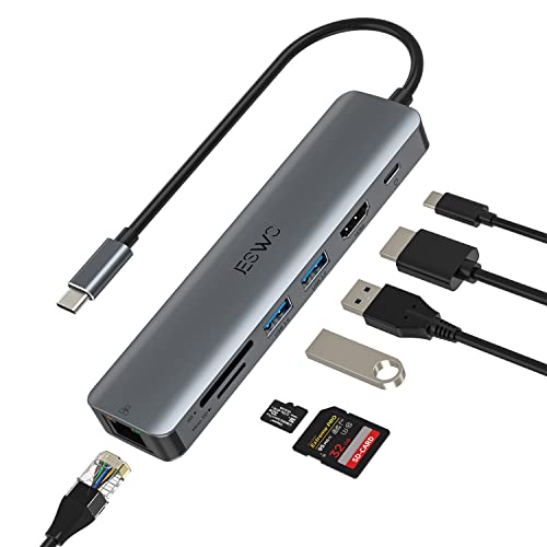 USB C HUB, JESWO 7 in 1 USB C Adapter mit 4K 60Hz HDMI, Gigabit Ethernet, 2 USB 3.0 Ports, SD/TF-Kartenleser und Type C 100W PD, USBC Docking Station für MacBook M1, iPad Pro, Surface Pro und Mehr… USB C HUB, JESWO 7 in 1 USB C Adapter mit 4K 60Hz HDMI, Gigabit Ethernet, 2 USB 3.0 Ports, SD/TF-Kartenleser und Type C 100W PD, USBC Docking Station für MacBook M1, iPad Pro, Surface Pro und Mehr… von JESWO