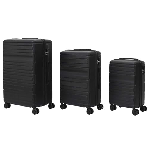 JET LAG, VO0005, Set of 3 Acapulco Black Suitcases 35L 66L 104L, 360° Swivel Wheels, Reinforced Security with Secure Code Padlock, Durability and Robustness, elegant and modern Design von Jet Lag