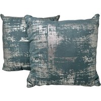 Jet-Line® 2-er Set Deko Kissen Petrol - Silber 40x40 cm Sofakissen Indoor mit Füllung von JET-LINE
