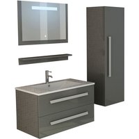 Jet-line - Badset Badmöbel Set hochglanz st. moritz grau mit Spiegel Inkl led und Schrank von JET-LINE