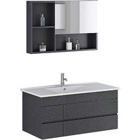 Jet-line - Badset Appenzell schwarz Badmöbel Set 3-Teilig Waschbecken Spiegel + Schrank von JET-LINE