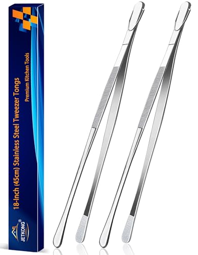 JETKONG 45 cm extra lange Grillzange, robuste Riesenpinzette zum Grillen und Grillen, 2er-Set (runde Spitzen) von JETKONG