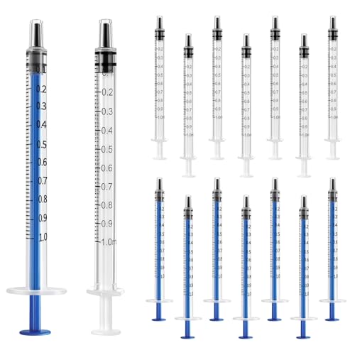60 Stück 1ml Spritze Sterile Nadelfreie Einzelpackungen Kolostrum Spritze Einwegspritzen 1ml mit Kappen für Kleintierfütterung Flüssigkeitsmessung Und Wissenschaftliche Labore von JETOP
