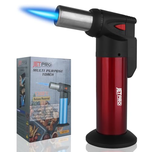 JETPRO Butan Fackel Feuerzeug mit Einstellbarer Flamme und Sicherheitsschloss für BBQ und Küche (Butangas Nicht enthalten von JETPRO
