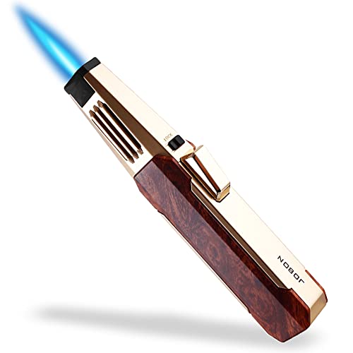 JETPRO Butan-Taschenlampe Feuerzeug Einhandbedienung Feuerzeug mit verstellbarer Strahlflamme Küche Kochfackel (Butangas nicht enthalten) (Holz) von JETPRO
