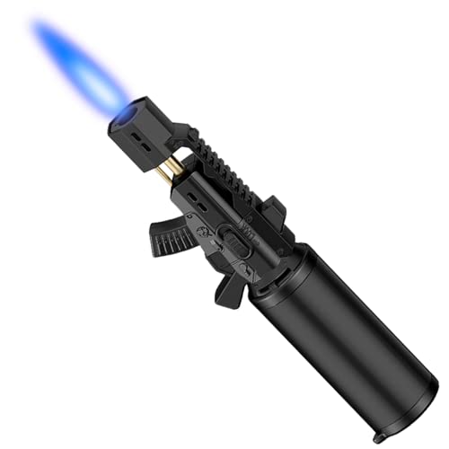 JETPRO Taschenfeuerzeug Einhandbedienung Küche Kochbrenner mit Einstellbarer Flamme (Butangas Nicht enthalten) (Schwarz) von JETPRO