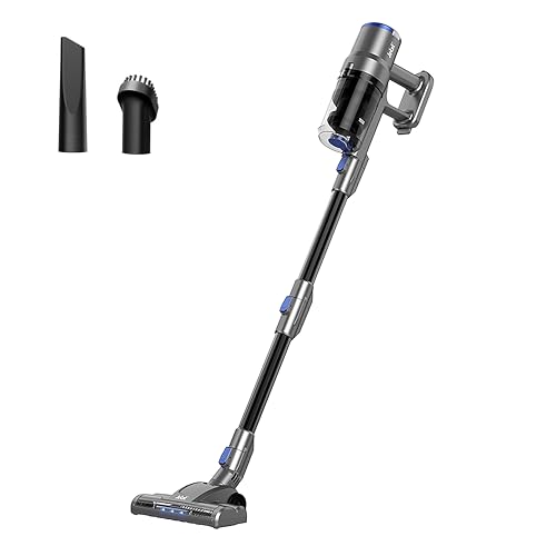 Jetzt XS27 ​Akku Staubsauger, 35Mins/150w/0.8L /20kPa Starkes Saugen,Anti Hair Wrap Bürste mit LED Akku Vacuum Cleaner Stielstaubsauger für Teppichen, Hartboden, Tierhaare​ von JETZT