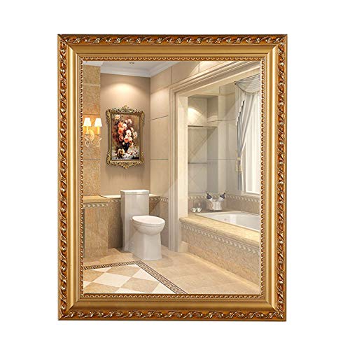 JEUSHX Dekorativer Vintage Wandspiegel, Goldener Spiegelrahmen, Rechteckig, 30x40cm/35x45cm/40x50cm/40x60cm/50x70cm/60x80cm, Badezimmer-kosmetikspiegel, Gerahmter Spiegel von JEUSHX
