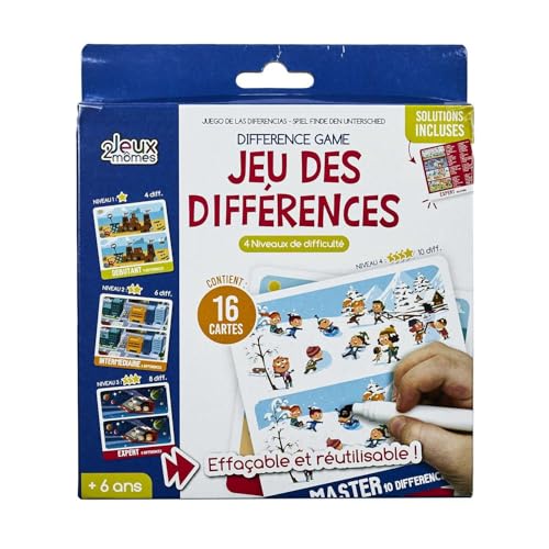 JEUX 2 MOMES, EA10062, X20 Differences Educational Game for Children, 20 Fun Challenges, 16 Cards, 4 Difficulty Levels, ideal for Cognitive Development, 148 x 152 cm, Multicolor JEUX 2 MOMES, EA10062, X20 Differences Educational Game for Children, 20 Fun Challenges, 16 Cards, 4 Difficulty Levels, ideal for Cognitive Development, 148 x 152 cm, Multicolor von JEUX 2 MOMES