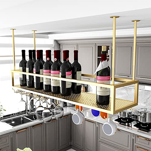 JEVHLYKW Decken-Weinregal, Weinglas-Becherhalter, wandmontierter Metall-Weinhalter zum Aufhängen, für Bar, Weinkeller, Küchentheke (einfarbig, 120 x 35 cm (47 x 13 Zoll)) von JEVHLYKW