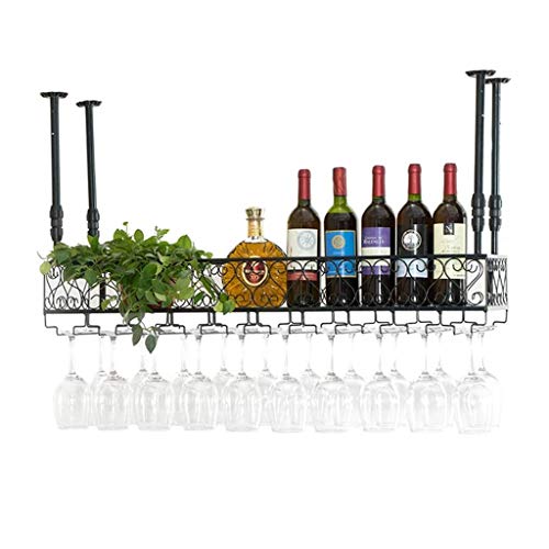 JEVHLYKW Decken-Weinregal, umgedrehter Weinglashalter, moderner, einfacher Stil, hängendes Weinflaschenregal aus Eisen an der Decke, verstellbare Höhe (60 x 25 cm (24 x 10 Zoll)) von JEVHLYKW