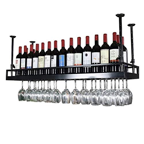 JEVHLYKW Decken-Weinregal aus Metall, höhenverstellbares Weinregal für Stielgläser, an der Decke montierter Weinflaschenhalter, Champagnerglasregal (100 x 35 cm) von JEVHLYKW