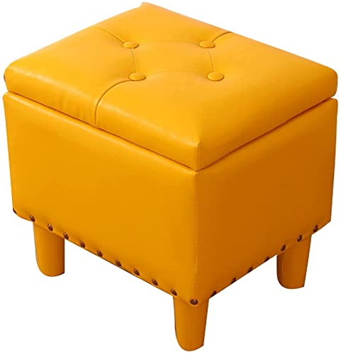 JEVHLYKW Dekoration Fußhocker Aufbewahrungsbox Quadratischer niedriger Hocker Sofasitz PU-Leder Retro-Nietendesign – Stabiler, verschleißfester Heimdekor-Stuhl von JEVHLYKW