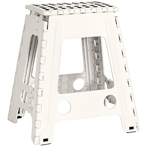 JeVx Klapphocker für Küche oder Bad, hohe Stufe 45 cm, kleine Treppe, rutschfest, für Kinder, Größe XXL, Sitzbank für Erwachsene und Kinder, belastbar bis 130 kg, Weiß JeVx Klapphocker für Küche oder Bad, hohe Stufe 45 cm, kleine Treppe, rutschfest, für Kinder, Größe XXL, Sitzbank für Erwachsene und Kinder, belastbar bis 130 kg, Weiß von JEVX