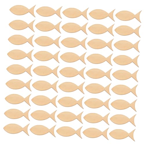 JEWEDECO 100 Stück Unlackierte Holzanhänger Fischform Robust Holzscheiben Zum Bemalen DIY Deko Für Basteln Eltern Junge Mädchen Kreative Tischdekoration von JEWEDECO