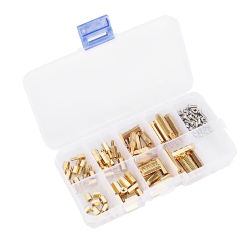 JEWEDECO 120 Stück Teiliges Messing Abstandshalter Schrauben Mutter Sortiment Kit Langlebig und Praktisch für Vielseitige Anwendungen Geeignet mit Separaten Fächern Kunststoffbox JEWEDECO 120 Stück Teiliges Messing Abstandshalter Schrauben Mutter Sortiment Kit Langlebig und Praktisch für Vielseitige Anwendungen Geeignet mit Separaten Fächern Kunststoffbox von JEWEDECO