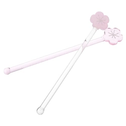 JEWEDECO 2 Stück Glas Cocktail Rührstäbchen mit Langem Griff Kreative Blütenform Wiederverwendbare Getränkerührer für Cocktails Kaffee Tee und Saft für Tiefe Gläser von JEWEDECO