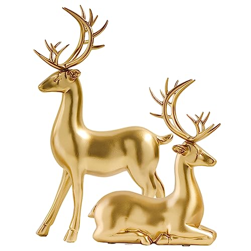 JEWEDECO 2stücke Weihnachts-elch Dekoration Resin Statue Für Festliche Tischgestaltung Ornamente Für Weihnachten Vielseitige Deko Für Kinderzimmer Und Wohnzimmer Leicht Und von JEWEDECO