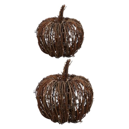 JEWEDECO 2stücke Rattan Kürbis Deko Für Halloween Stilvolle Tischdekoration Langlebiges Und Realistisches Design Für Innenräume Und Festliche Anlässe von JEWEDECO