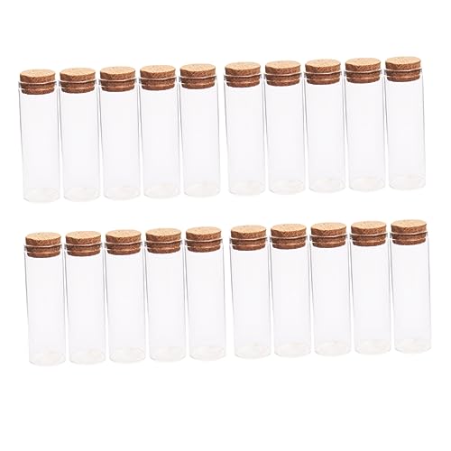 JEWEDECO 30 x 60 mm Mini-Glasflaschen mit Holzkorken 20 Stück Kork-Miniaturflaschen zur Teeaufbewahrung -Bastelbedarf von JEWEDECO