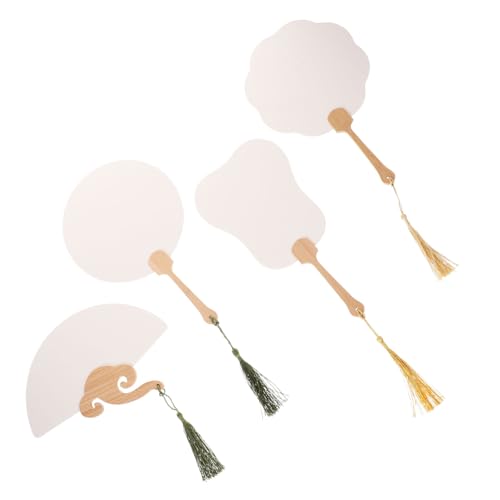 JEWEDECO 4stücke Malfächer DIY Leere Papierfächer Handheld Fan Für Malerei Und Dekoration Bastelset Papier Leere Malfächer Für Kreativprojekte von JEWEDECO