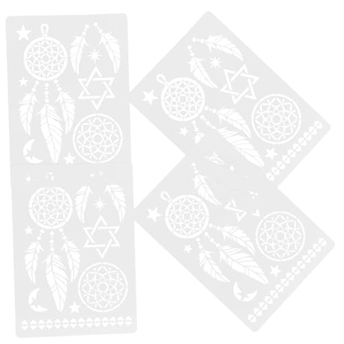 JEWEDECO 4 Stück Wiederverwendbare Mandala Schablonen aus Pet Waschbare Malschablonen für DIY Wandgestaltung Möbel Fliesen Leinwand und Bastelprojekte Praktische Vorlagen mit Klaren von JEWEDECO