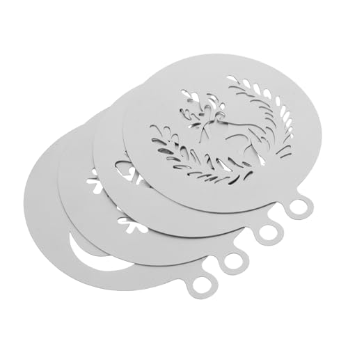 JEWEDECO 4-teilige Kaffee-latte-art-schablonen: -cappuccino-dekorationsvorlage, Puder-plätzchen-staubwerkzeug, Wiederverwendbare Rentier-schneeflockenform Zum Zuckergussbacken JEWEDECO 4-teilige Kaffee-latte-art-schablonen: -cappuccino-dekorationsvorlage, Puder-plätzchen-staubwerkzeug, Wiederverwendbare Rentier-schneeflockenform Zum Zuckergussbacken von JEWEDECO