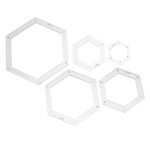 JEWEDECO 5 Teiliges Quilt Vorlagen Werkzeug Quilting Sechseck Vorlage DIY Quilt Vorlage Sechseck Vorlagen Quilten Patchwork Und Nähvorlagen Acryl Weiß von JEWEDECO