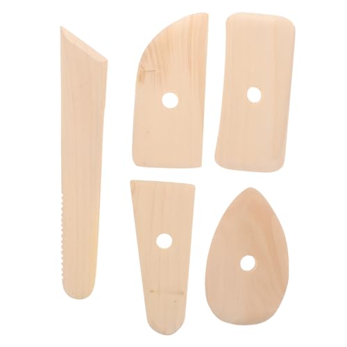 JEWEDECO 5stücke Teiliges Set Holz-töpferei-Werkzeuge Modellierwerkzeuge Langlebigem Holz Praktische Tonwerkzeuge Für Skulpturen Und Töpferarbeiten Einfach Zu Reinigen Und Sicher Der von JEWEDECO