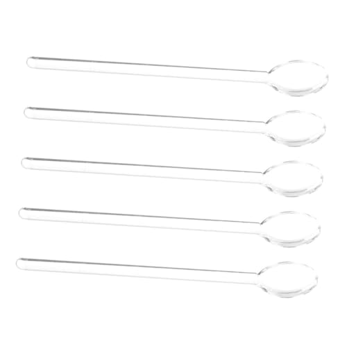 JEWEDECO Glaslöffel Mit Langem Griff 5-teiliges Set Für Desserts Milch Kaffee Leicht Zu Reinigen Wiederverwendbar von JEWEDECO