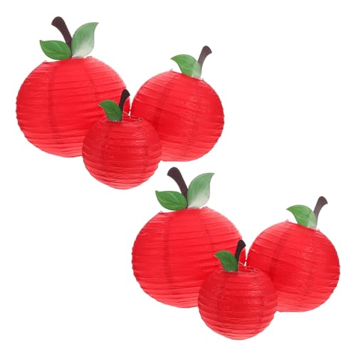 JEWEDECO 6 Stück Rote Apfel Papierlaternen Obst Party Dekoration Hängende Laternen Klassenzimmer Geburtstagsfeier Kinderfest Deko von JEWEDECO