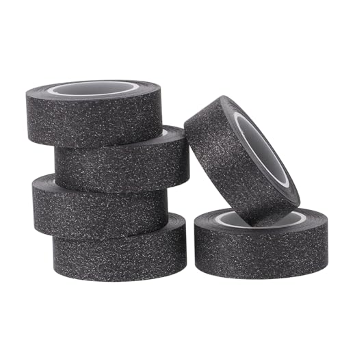 JEWEDECO 6Rollen Glitzer Papierband Schwarz DIY Klebeband für Scrapbooking Geschenkverpackung Kreative Projekte pro Rolle Selbstklebend für Bastelarbeiten JEWEDECO 6Rollen Glitzer Papierband Schwarz DIY Klebeband für Scrapbooking Geschenkverpackung Kreative Projekte pro Rolle Selbstklebend für Bastelarbeiten von JEWEDECO
